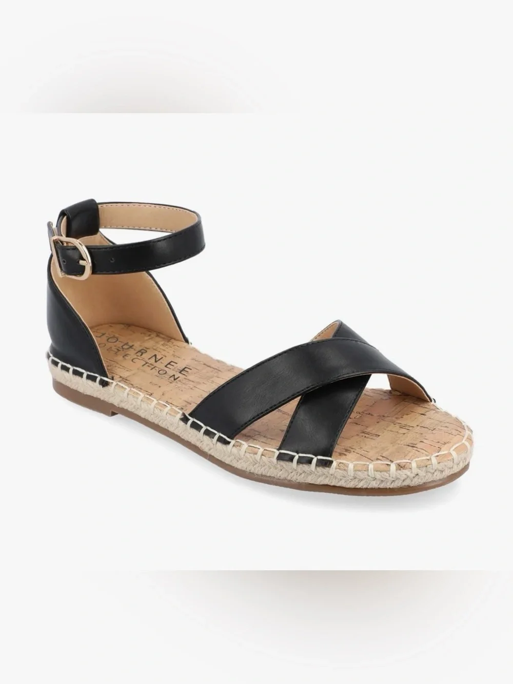 Journee Collection Black Crisscross Ankle-Strap Espadrilles